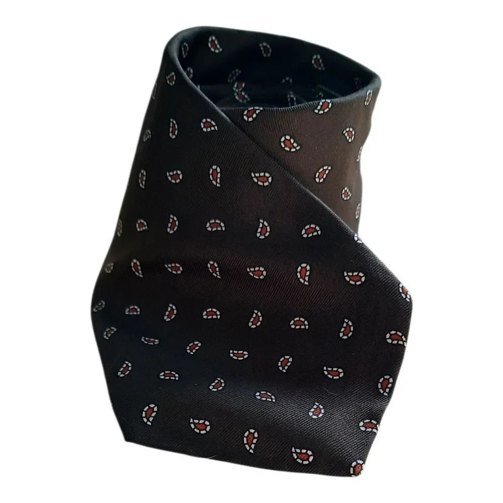 John Henry Elegant Brown and Red Paisley Men's Tie